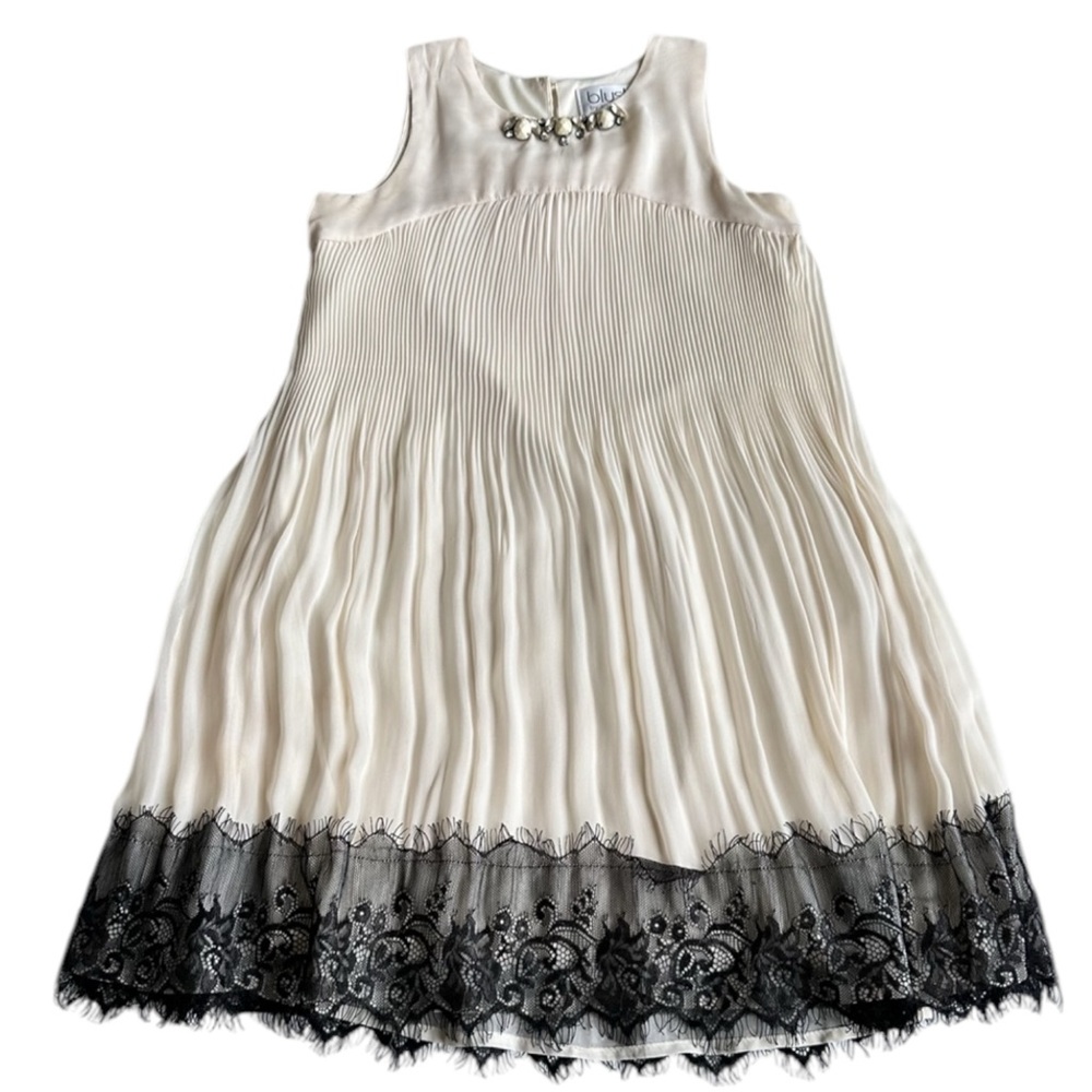 Blush Pleated Lace Dress